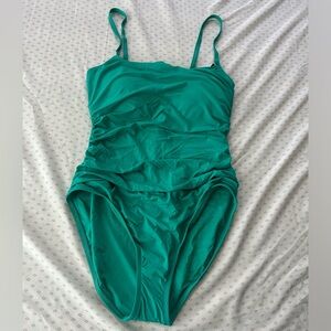 New With Tags Green One Piece Bathing Suit with Gold Accents and Rouging